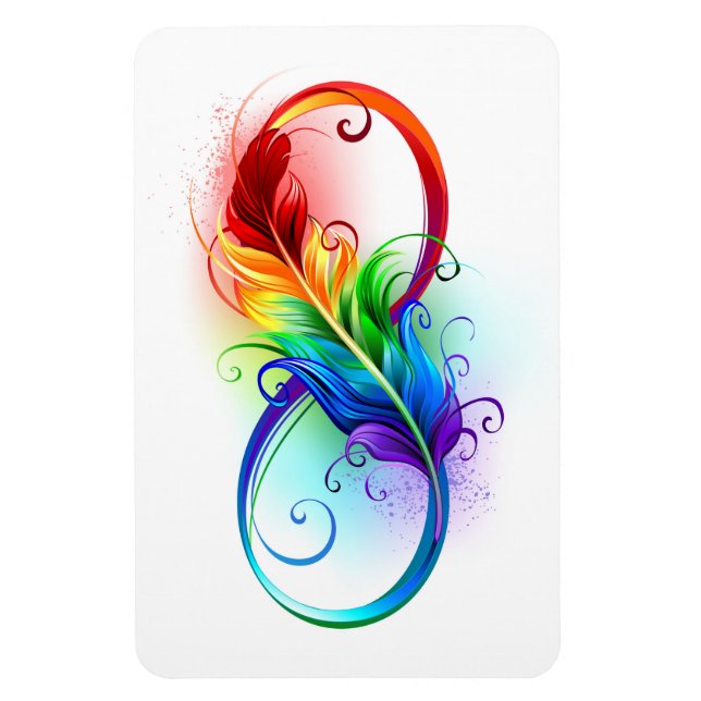 Magnet Flexible Symbole d'infini avec plume arc-en-ciel (Vertical)