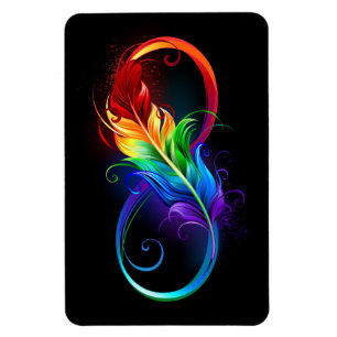 Magnet Flexible Symbole d'infini avec plume arc-en-ciel