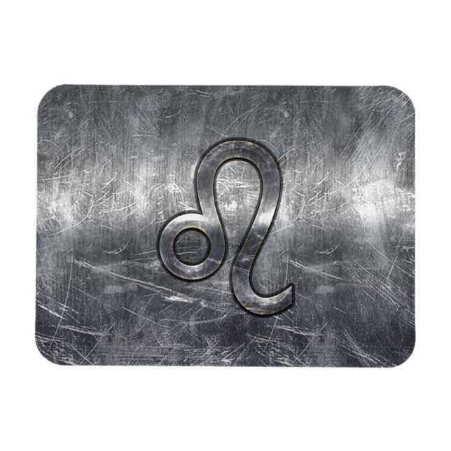Magnet Flexible Symbole du Zodiaque de Leo en Grunge style désossé (Horizontal)