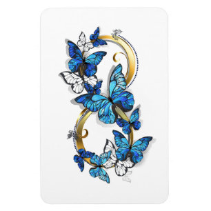 Magnet Flexible Symbole infini de papillons Morpho bleus