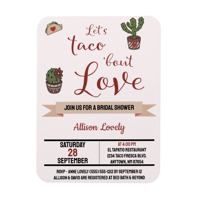 Magnet Flexible Taco 'sur l'amour Fête des mariées à thème mexicai (Vertical)