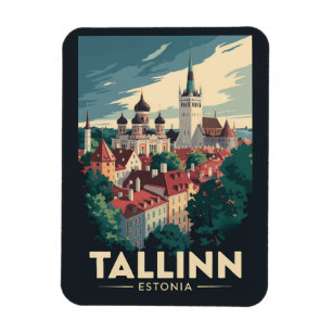 Magnet Flexible Tallinn Estonie Travel Art Vintage