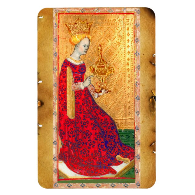 MAGNET FLEXIBLE TAROTES DE RENAISSANCE ANTIQUE / REINE DES TASSE (Vertical)