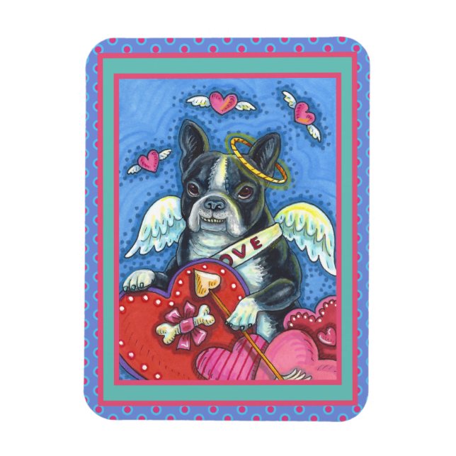 MAGNET FLEXIBLE TASSE BOSTON TERRIER CUPID FANTAISISTE, SAINT-VALE (Vertical)