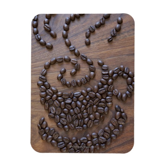 Magnet Flexible Tasse de café illustrée à l'aide de grains de café (Vertical)