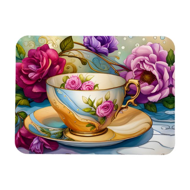 Magnet Flexible Tea Time - Tea Cup Art (Horizontal)