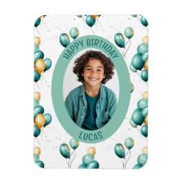 Magnet Flexible Teal Faux Gold Balloons Pattern Photo