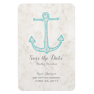 Magnet Flexible Teal Rustic Anchor Save the Date