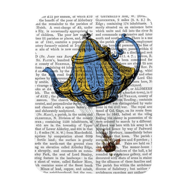 Magnet Flexible Teapot volant 3 bleu et jaune (Vertical)