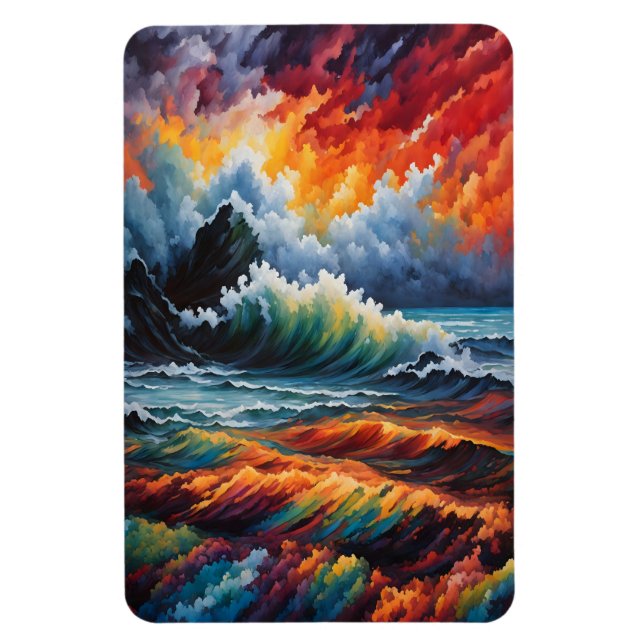 Magnet Flexible Tempête océanique - Art marin Abstrait (Vertical)