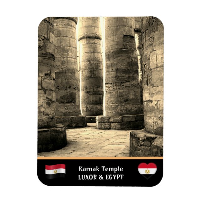 Magnet Flexible Temple de Karnak & Hiéroglyphes Piliers /Egypte an (Vertical)