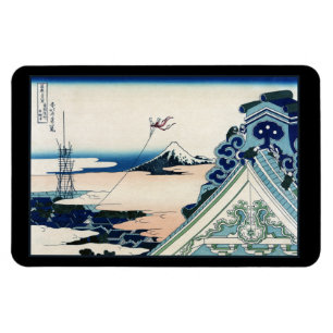 Magnet Flexible Temple Honganji Vue du Mont Fuji Gravure japonaise