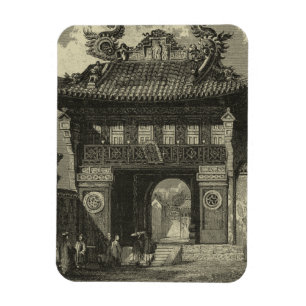 Magnet Flexible Temple impérial asiatique dans noir et le blanc