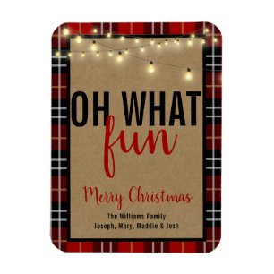 Magnet Flexible Tendance Plaid   Typographie amusante rouge et noi