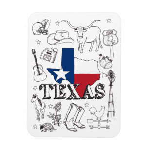 Magnet Flexible Texas Illustration Doodles of Texas Texas Pattern