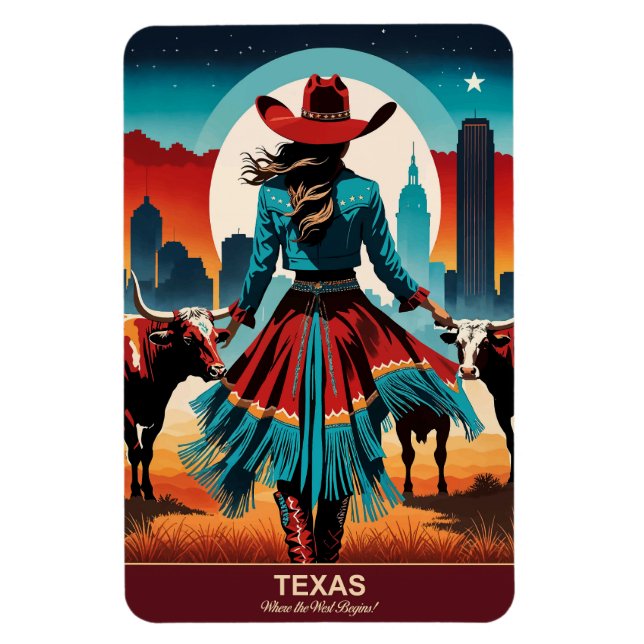 Magnet Flexible Texas Travel : là où l'Occident commence à être fl (Vertical)