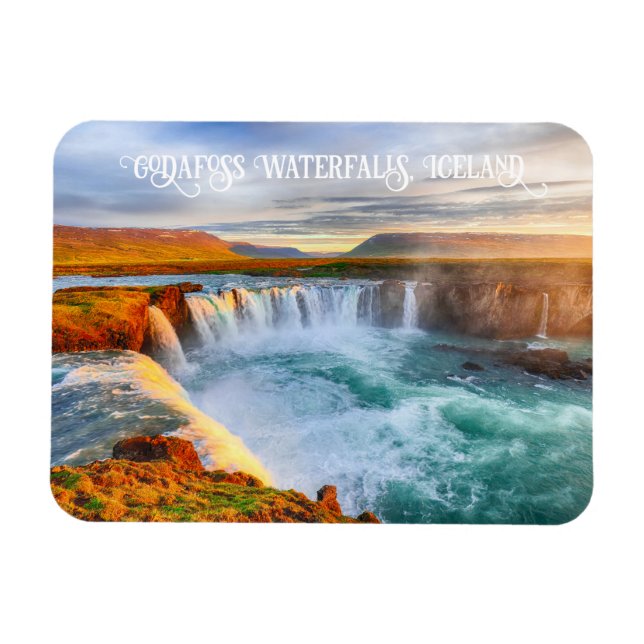 Magnet Flexible Texte Personnalisé Cascades de Godafoss, Islande (Horizontal)