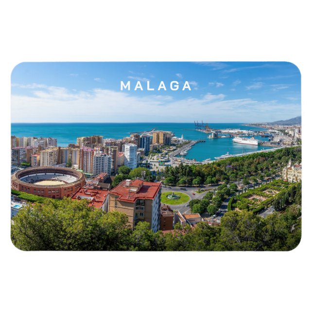 Magnet Flexible Texte Personnalisé Malaga Espagne Areal Photo (Horizontal)