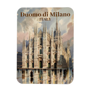 Magnet Flexible Texte personnalisé Milan Italie Duomo Aquarelle vi