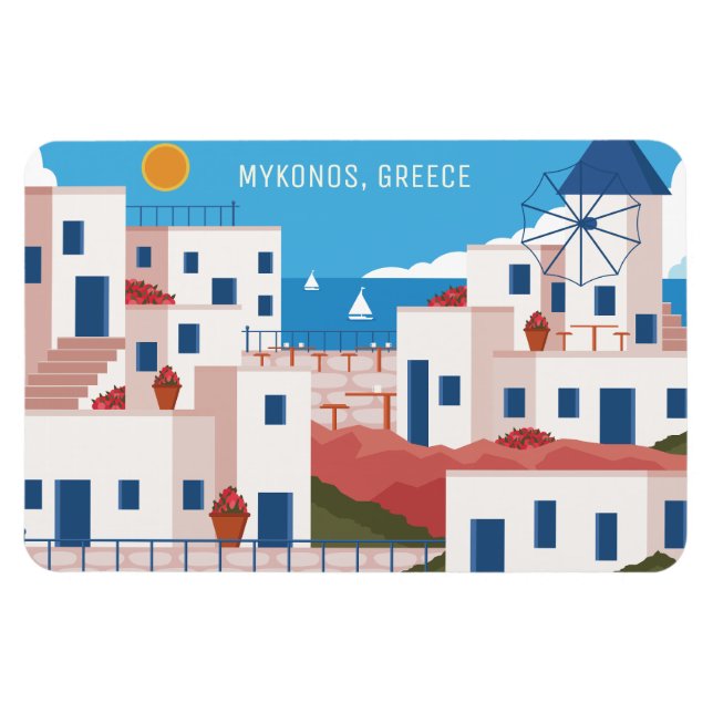 Magnet Flexible Texte personnalisé Mykonos Grèce (Horizontal)