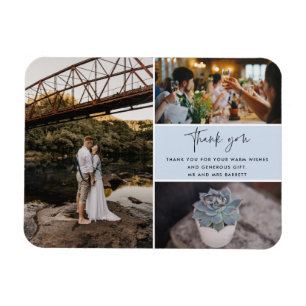 Magnet Flexible Thank You Blue Photo Collage Wedding