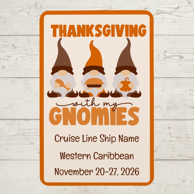 Magnet Flexible Thanksgiving avec ma porte de croisière Gnomies (Fun Thanksgiving cruise door magnet)