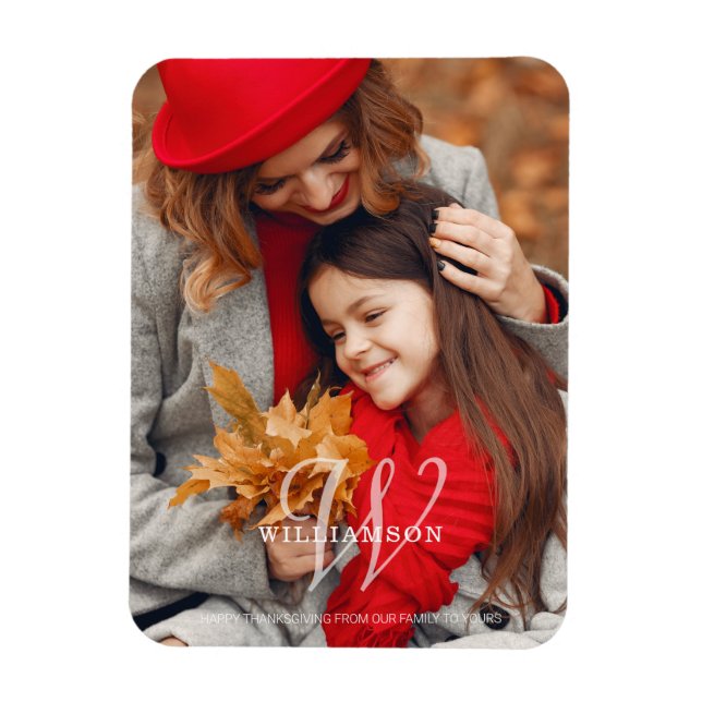 Magnet Flexible Thanksgiving Simple Monogramme Message Famille Pho (Vertical)