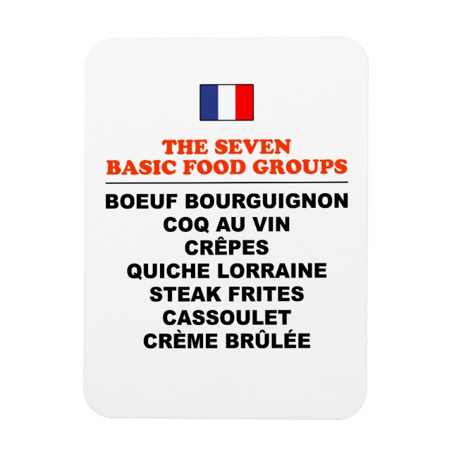 Magnet Flexible The Seven Basic Food Groups Funny French (Vertical)