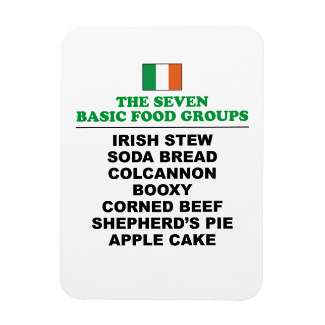 Magnet Flexible The Seven Basic Food Groups Funny Irish (Vertical)