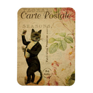 Magnet Flexible Thème Chat vintage   Carte Postale   Danse des cha