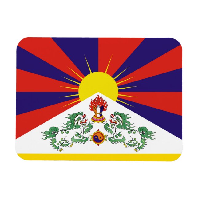 Magnet Flexible Tibet, Lions de Neige, Drapeau Tibétain - L'Himala (Horizontal)