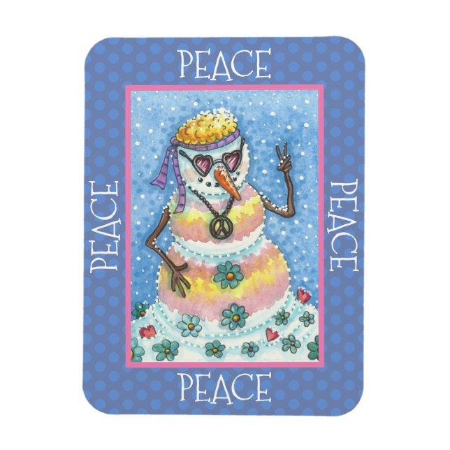 MAGNET FLEXIBLE TIE DYE SUPER SNOWMAN, PAIX SUR TERRE NOËL (Vertical)