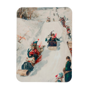 Magnet Flexible "Tobogganing", Chromolithographie, Louis Prang & C