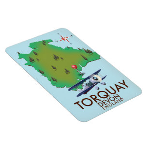 Magnet Flexible Torquay Devon carte poster art Vintage.