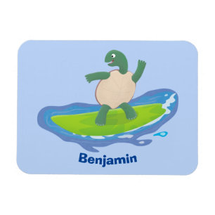 Magnet Flexible Tortue drôle vague surfant dessin animé