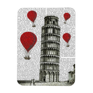 Magnet Flexible Tour de Pise et de ballons à air d'un rouge ardent