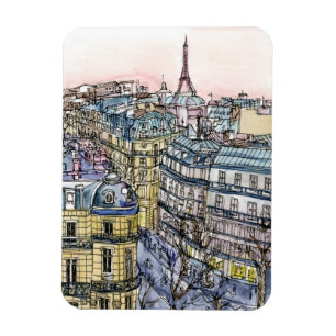 Magnet Flexible Tour Eiffel et Paris d'aquarelle des destinations