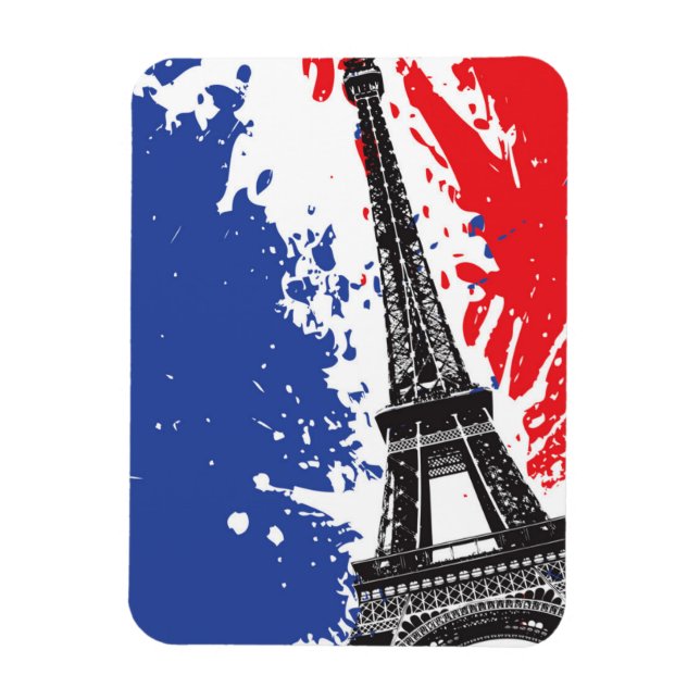 Magnet Flexible Tour Eiffel | Paris, France | Drapeau Grunge (Vertical)