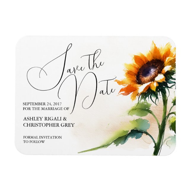 Magnet Flexible Tournesol Enregistrer La Date (Horizontal)