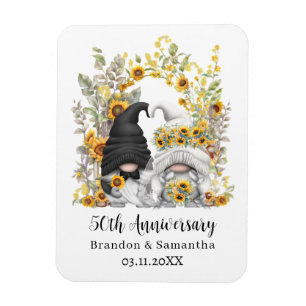 Magnet Flexible Tournesol Gnome personnalisé 50e anniversaire de M