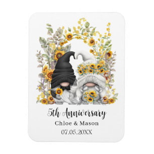 Magnet Flexible Tournesol Gnomes 5e anniversaire Mariage personnal