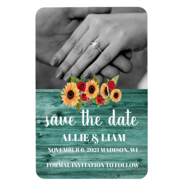 Magnet Flexible Tournesol & Roses Sauvez L'Aimant Date (Vertical)