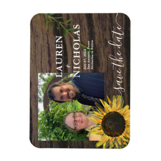 Magnet Flexible Tournesol rustique Photo Enregistrer la date