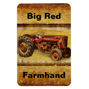 Magnet Flexible Tracteur rouge antique