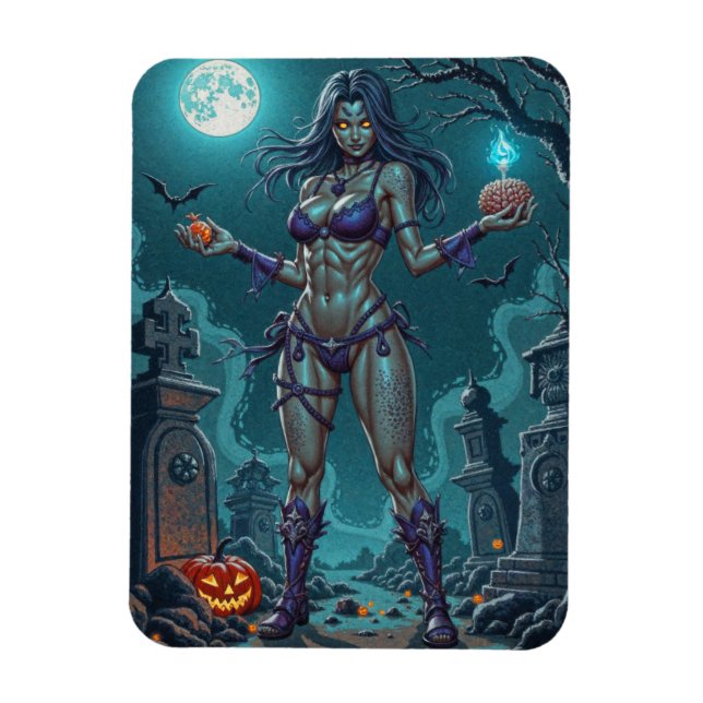 Magnet Flexible Traite d'Halloween ou ami Zombie w Cerveau (Vertical)