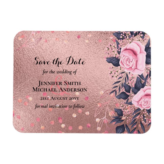 Magnet Flexible Trending ROSEGOLD Mariage Rose Marine Métallique (Horizontal)