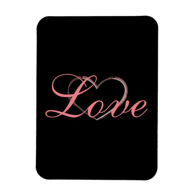 Magnet Flexible Trendy Heart Gris Calligraphie Mariage Amour (Vertical)