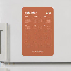 Magnet Flexible Trendy Terracotta Calendrier Année 2024
