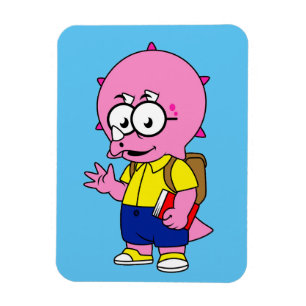 Magnet Flexible Tricératops Nerd Avec Sac À Dos Et Manuel.