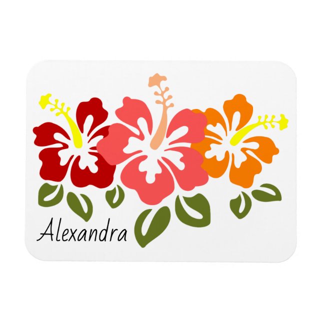 Magnet Flexible Trio Hibiscus coloré Personnalisé (Horizontal)